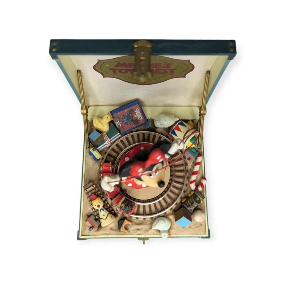 Vintage Disney Schmid Minnie's Toy Chest Hand Painted Music Box Minnie's YooHoo